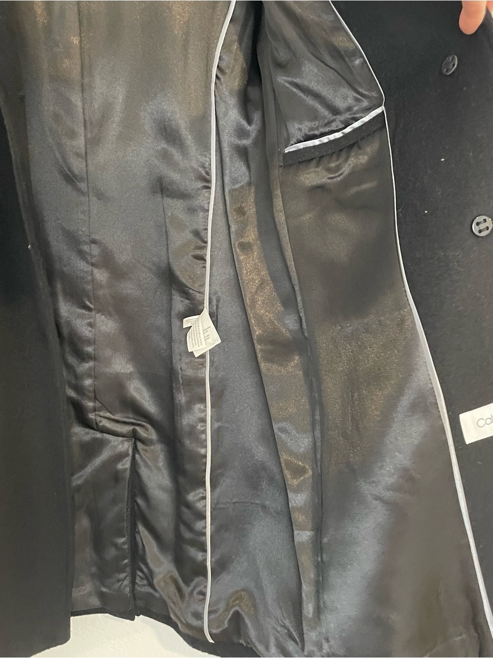 Calvin Klein Black Single-Breasted Wool Trench Coat - Picture 11 of 16